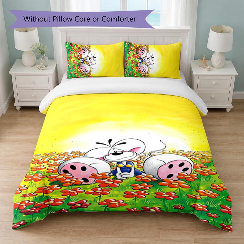 Set Copripiumino 3 Pezzi Diddl Print 1 Copripiumino e 2 Federe Biancheria da Letto Morbida per Camera da Letto Domestica