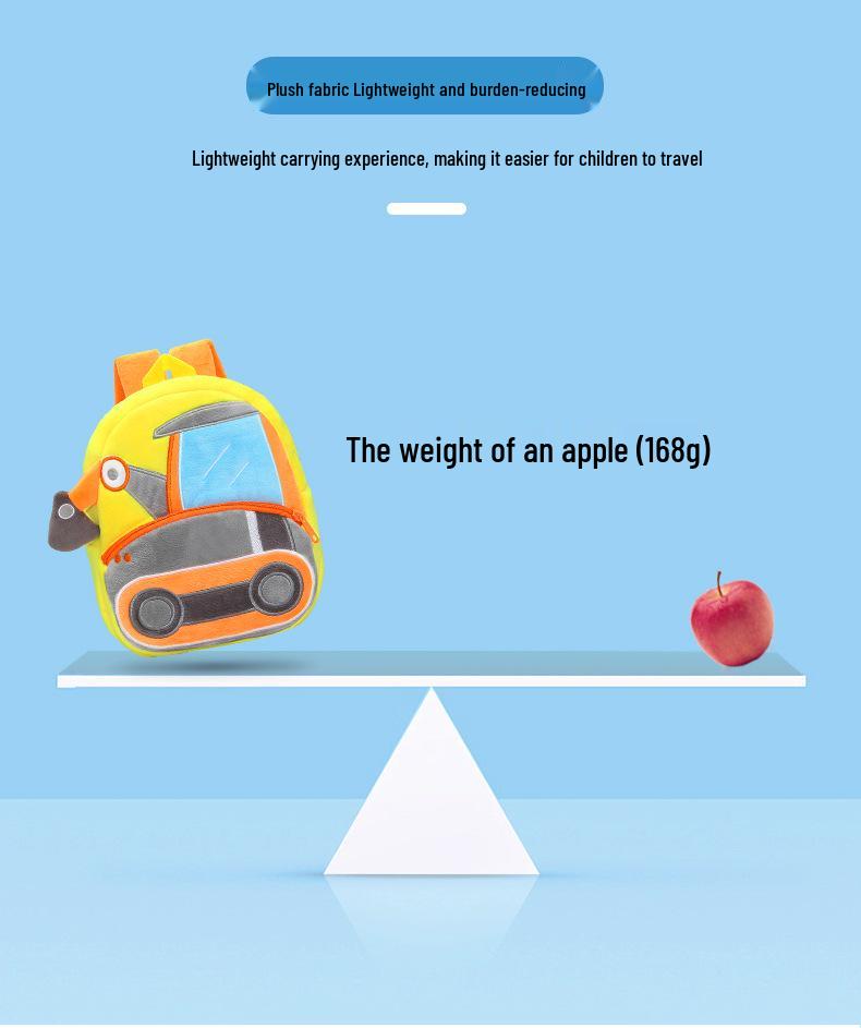 Cute Excavator Plush Backpack for Toddlers - Ideal for 2-4 Year Olds