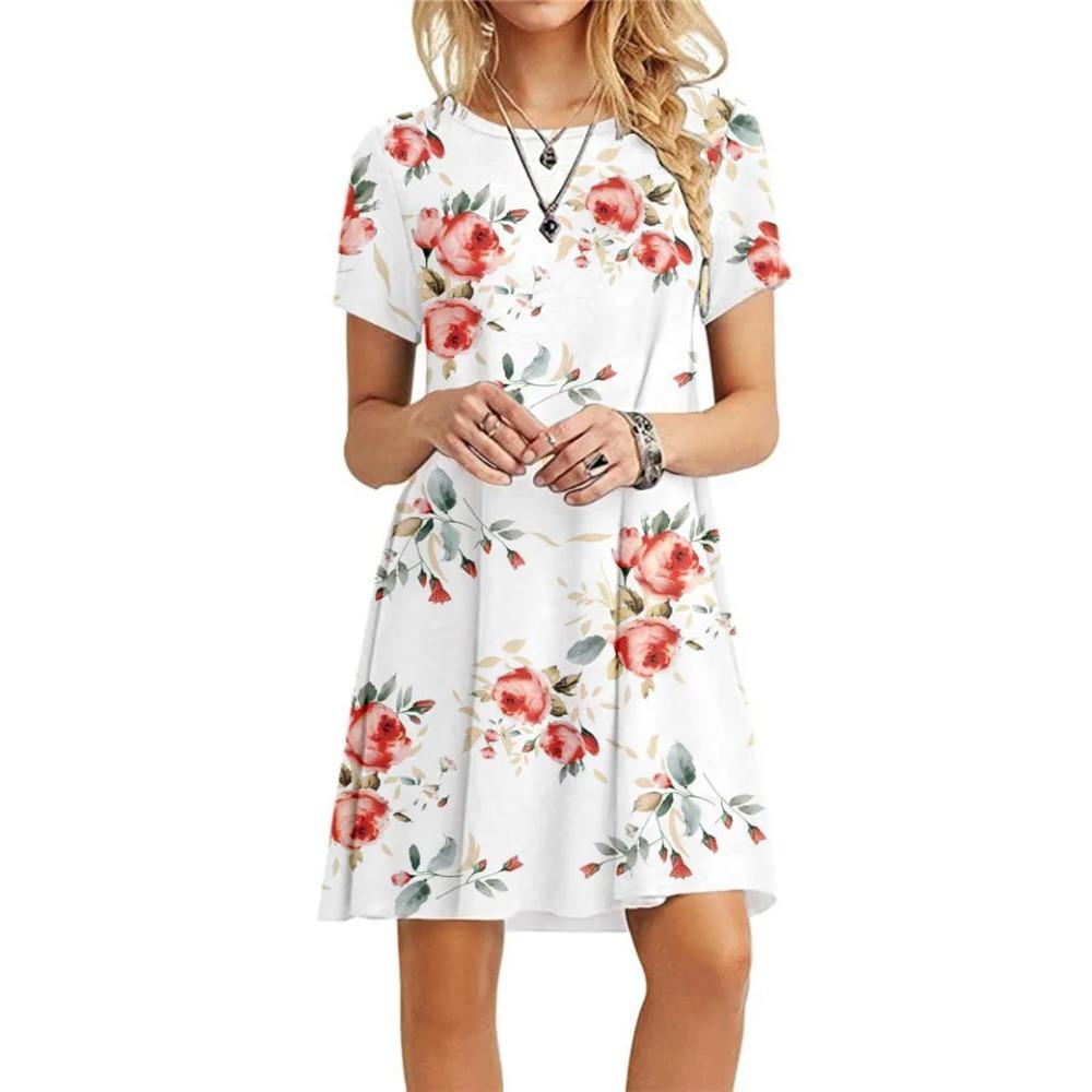 Leopard Pattern Women 3D Print Fashion Comfortable Dresses Short Sleeve Summer Loose Casual Round Neck Oversized Dress