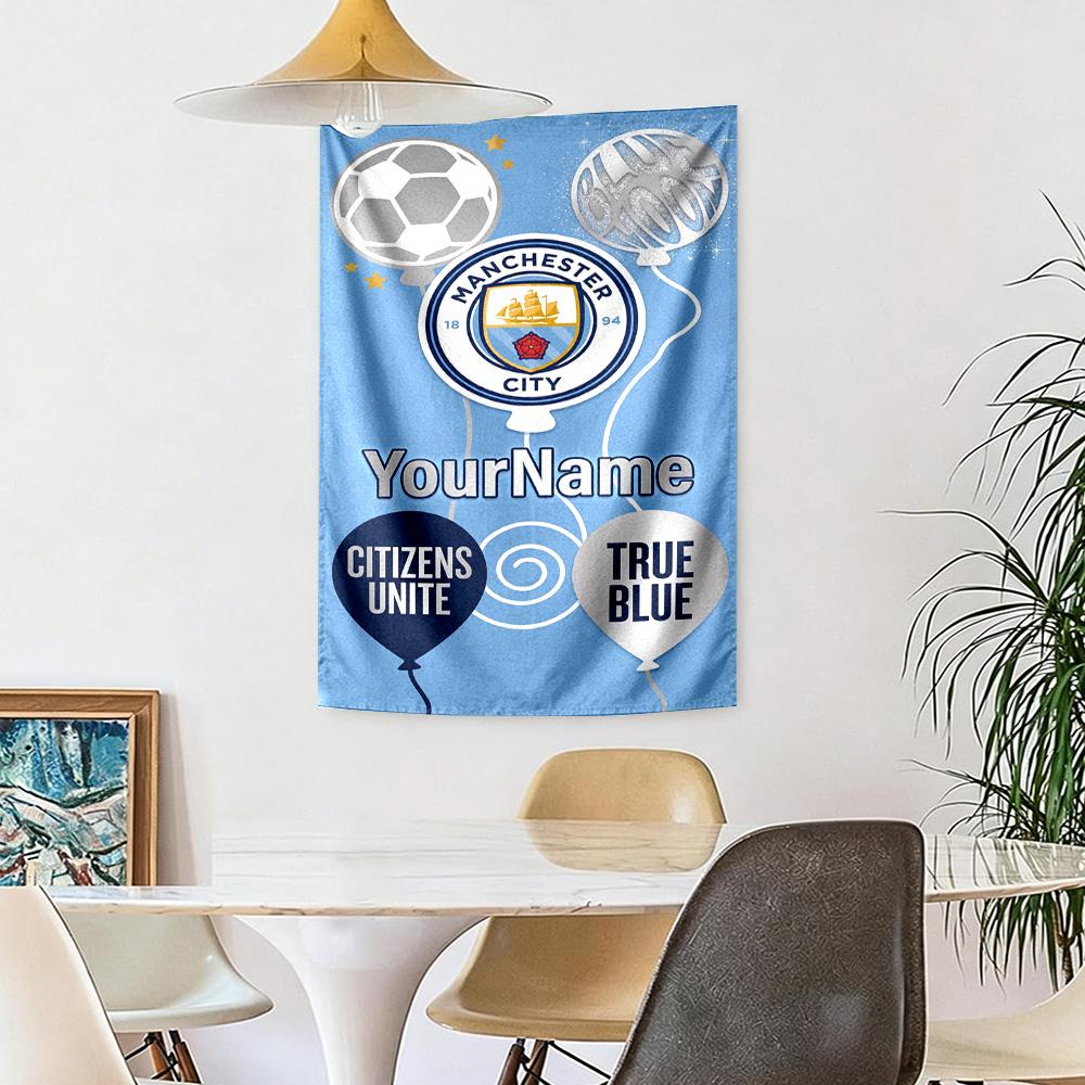 Manchester City Benutzerdefinierte Ihr Name Wanddekoration Wandteppich Kunst Für Haustier-Gedenken Geburtstag Hochzeitsparty Kulisse Familien Geschenk