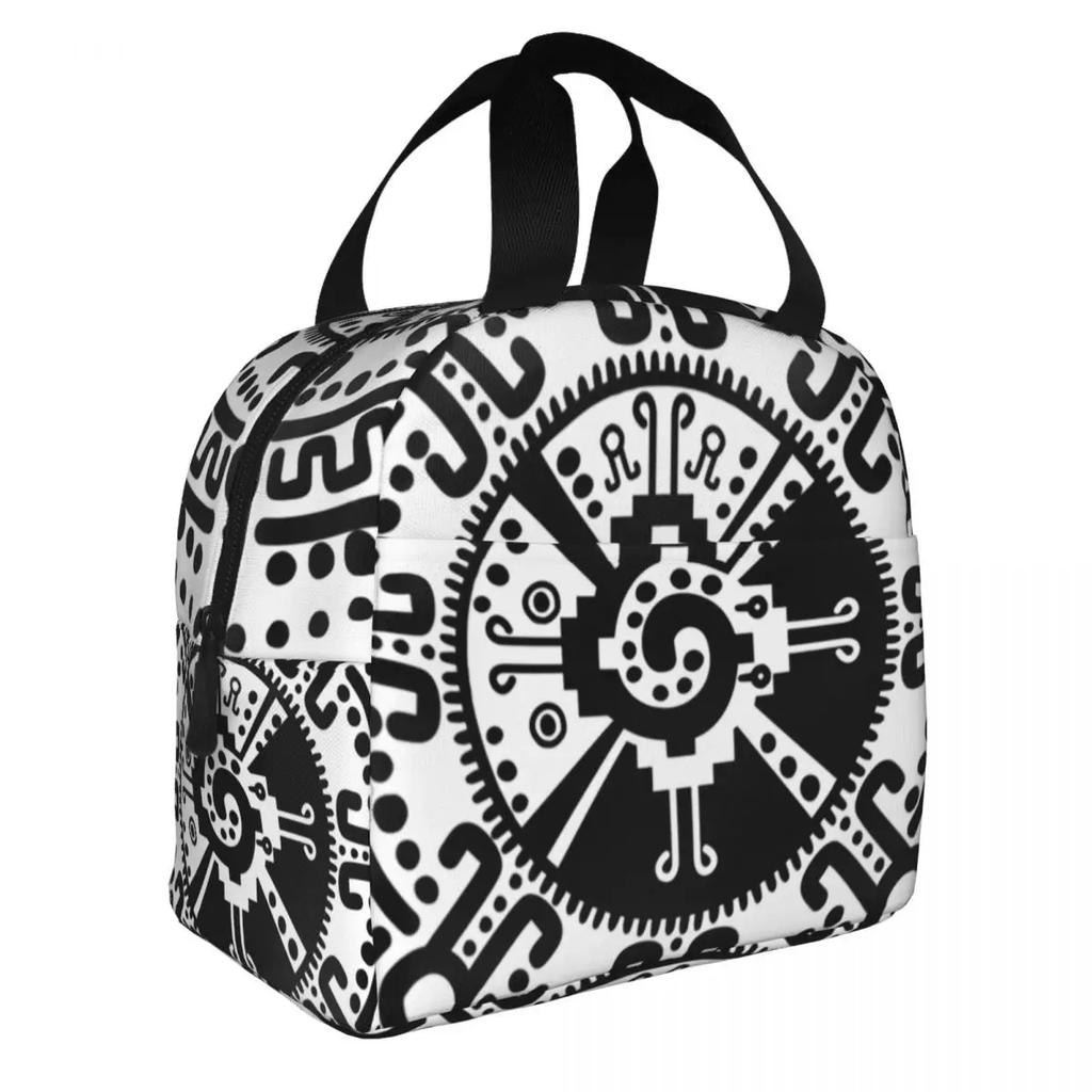 Hunab Ku Mayan Symbol Insulated Lunch Bags for Women Portable Thermal Cooler Food Lunch Box Outdoor Camping Travel