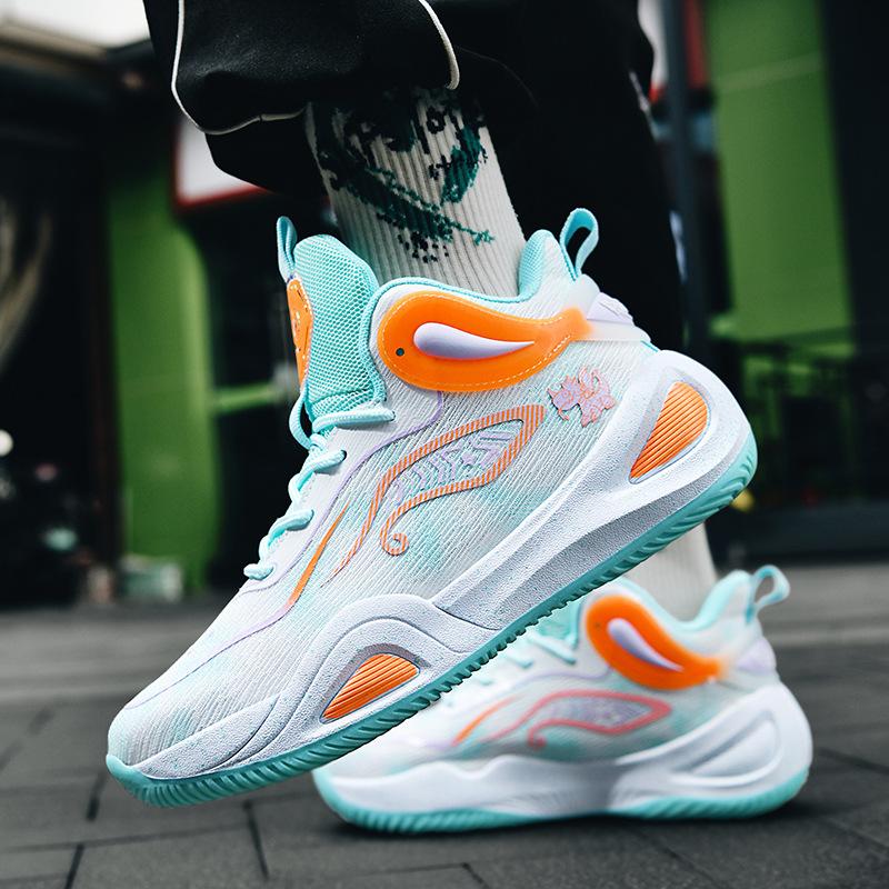 New Basketball Shoes Graffiti Breathable Yingyang Youth Student Competition Practical Sports Training Shoes