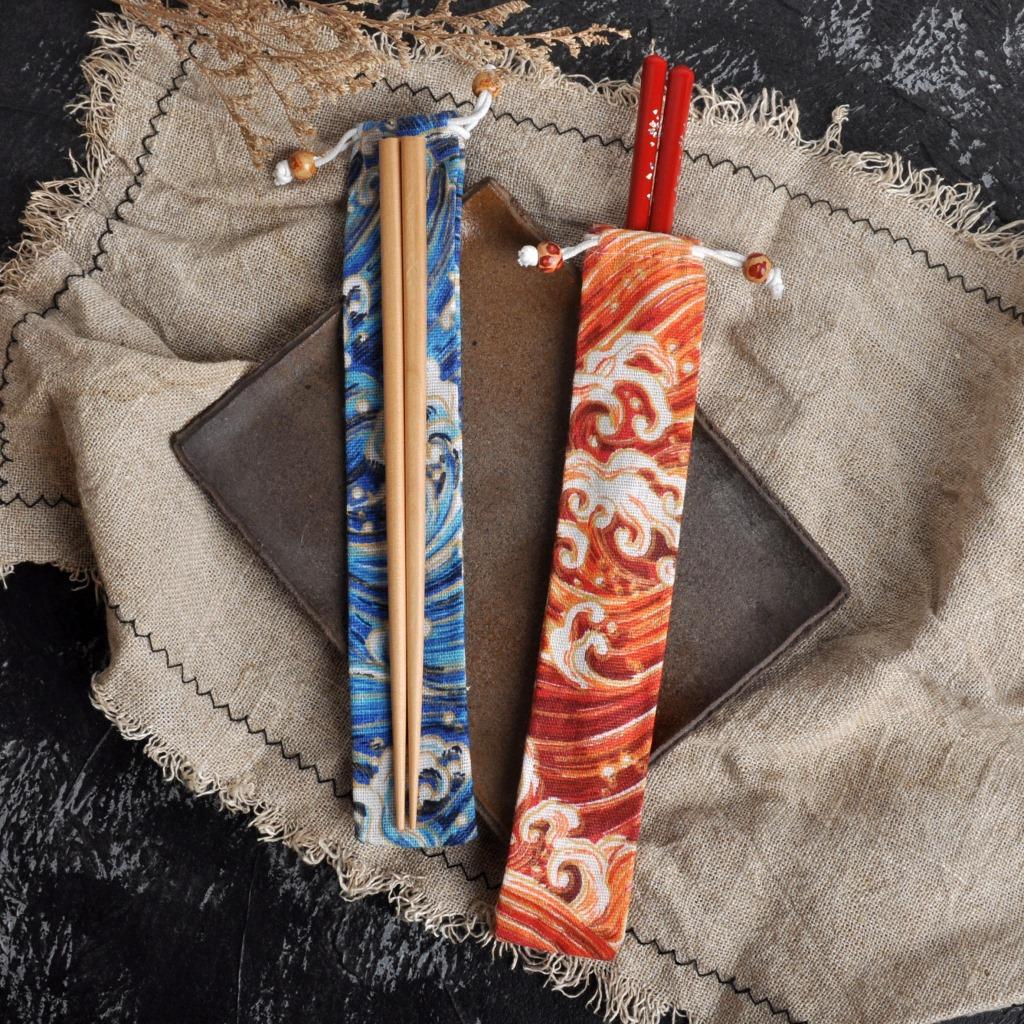 1pc Eco Friendly Canvas Drawstring Pouch Japanese Style for Chopsticks Spoon Straw Home Kitchen Travel Organizer