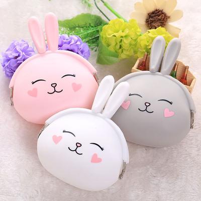 Cute Soft Silicone Coin Bag Purse Cartoon Bunny Key Bag Korea Candy Color
