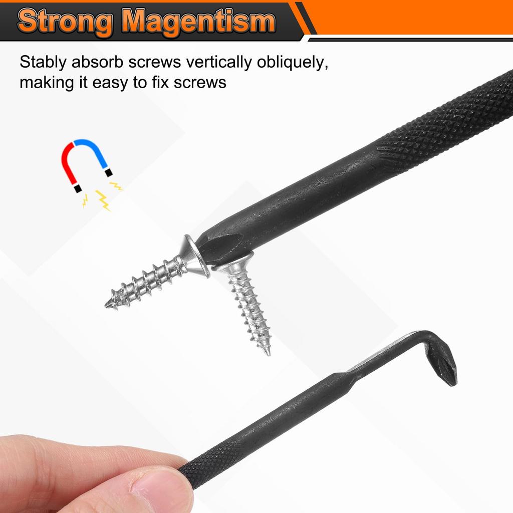 Uxcell Offset Screwdriver Philips Slot Head Right Angle 90 Degree Hand Tool for Appliance Black 5-Piece Set, Screwdriver, Double-Ended Z/L-Shaped