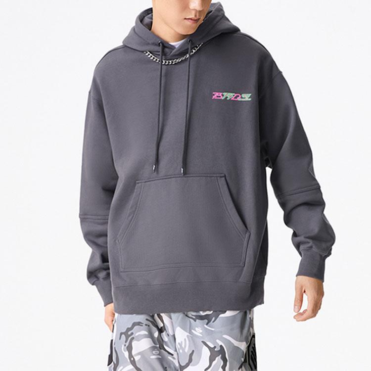 Li Ning Badfive Tiger Mountain Series Logo Letter Print Hoodie Men Hoodies Earth-Gray AWDS119-1