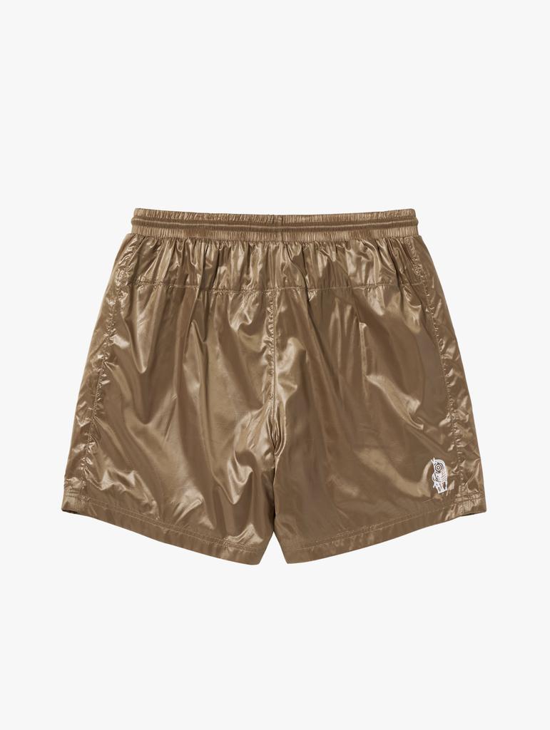 GOALSTUDIO Glossy Mesh Lined Shorts-Brown