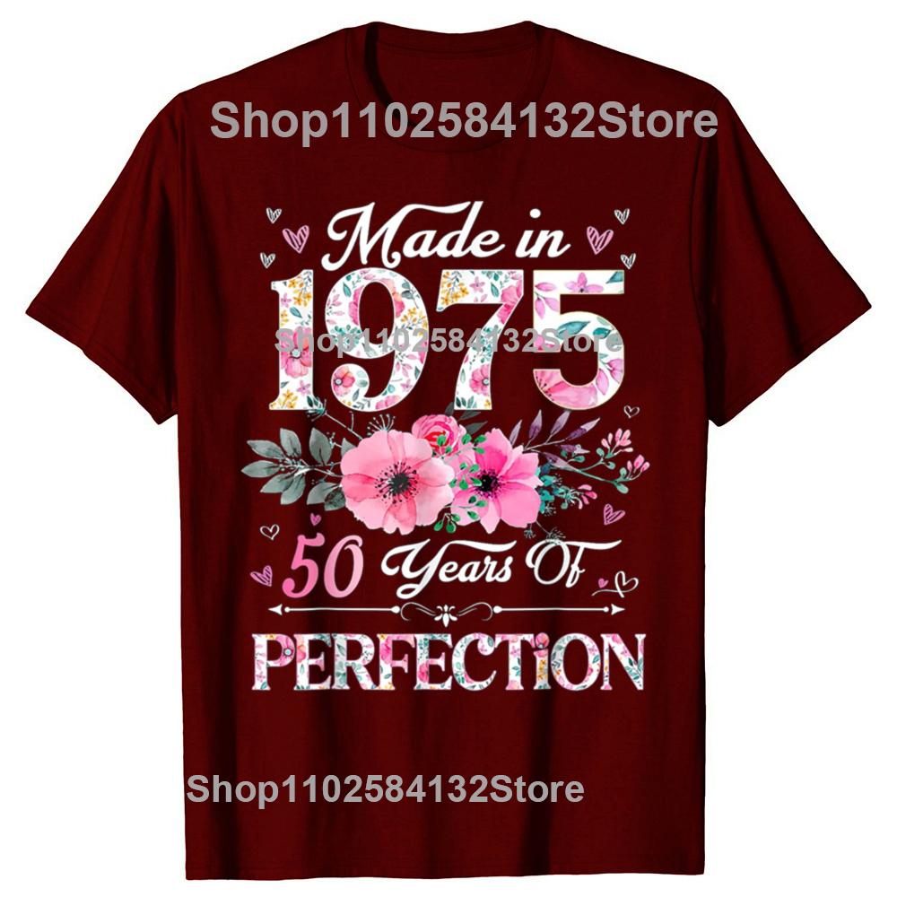 50-årsdagspresenter Män Kvinnor 50 År Gammal Vintage 1975 Party T-shirt Kvinnor Män Kläder Streetwear Grafiska T-shirts Toppar