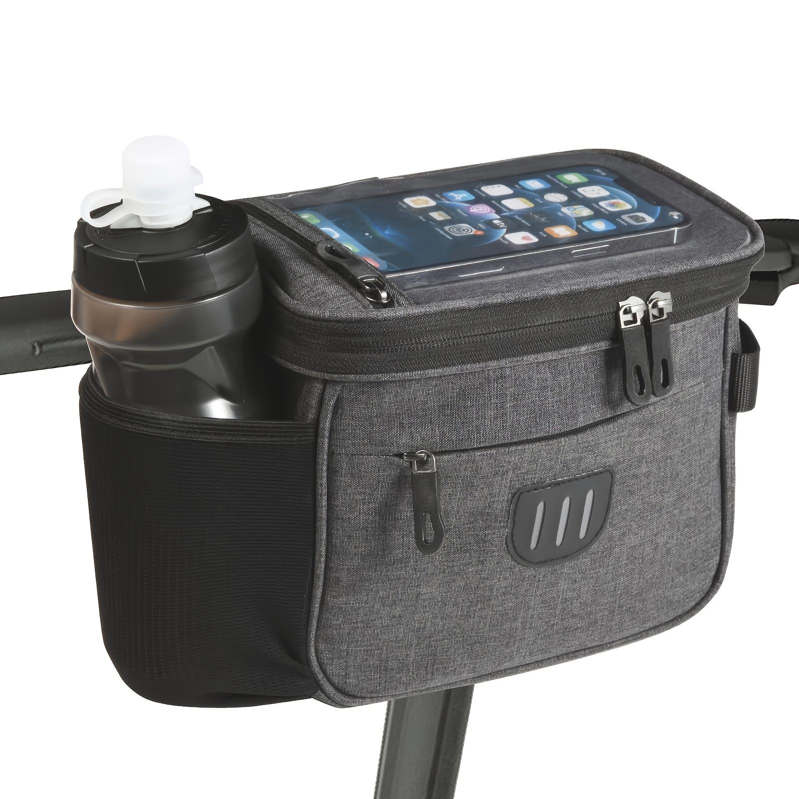 

Регулируемая сумка на руль велосипеда с карманом для телефона — большая передняя сумка для хранения на молнии — держите все необходимое в безопасности и под рукой