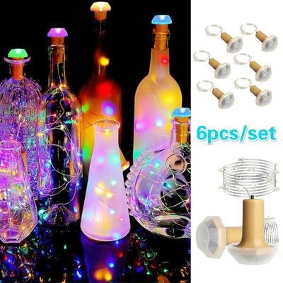 New 6PCS 80cm Solar Wine Bottle Stopper Copper Wire String Lights Lamps Outdoor Party Decoration