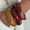 SHIXIN Vintage Wine Red Chunky Resin Acrylic Wide Bracelet for Women Trendy Geometry Irregular Cuff Bangle New Year Jewelry Gift