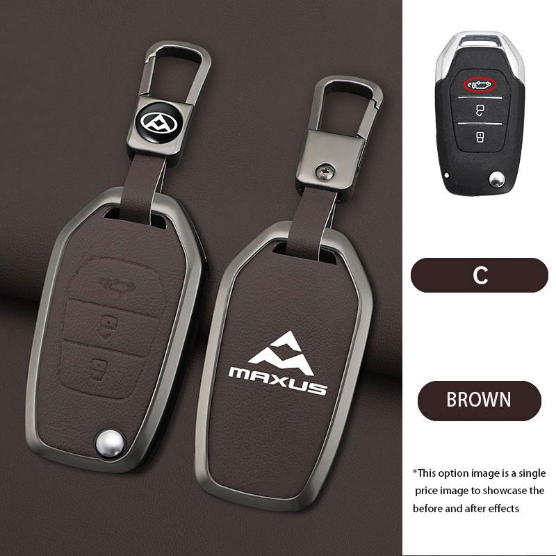 

Zinc Alloy Leather Car Key Case Cover For Saic Maxus T60 Keychain Remote Auto Protection Guard Shell Fob Holder Accessories