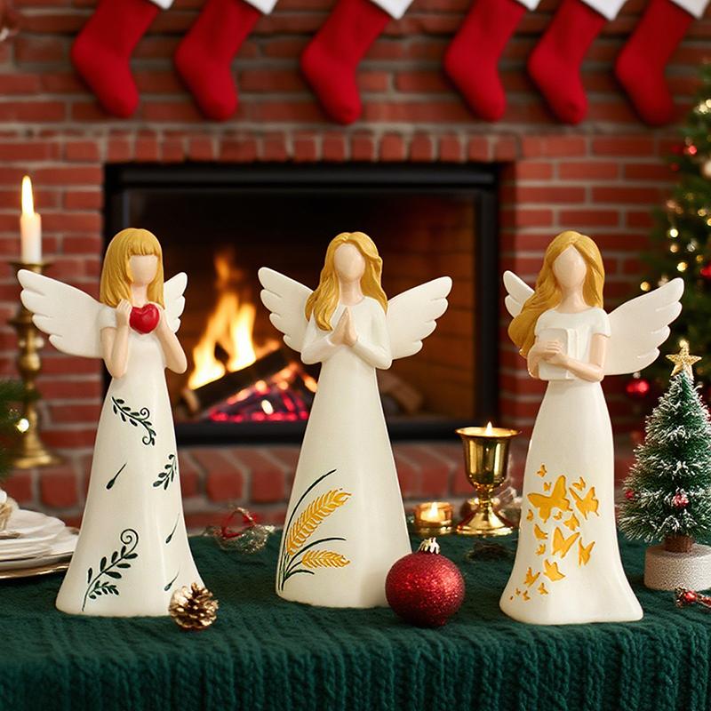 3Pcs Angel Figurines For Women - Resin Guardian Angel Statue, Gift For Thanksgiving, Wedding, Christmas Home Decor Ornament
