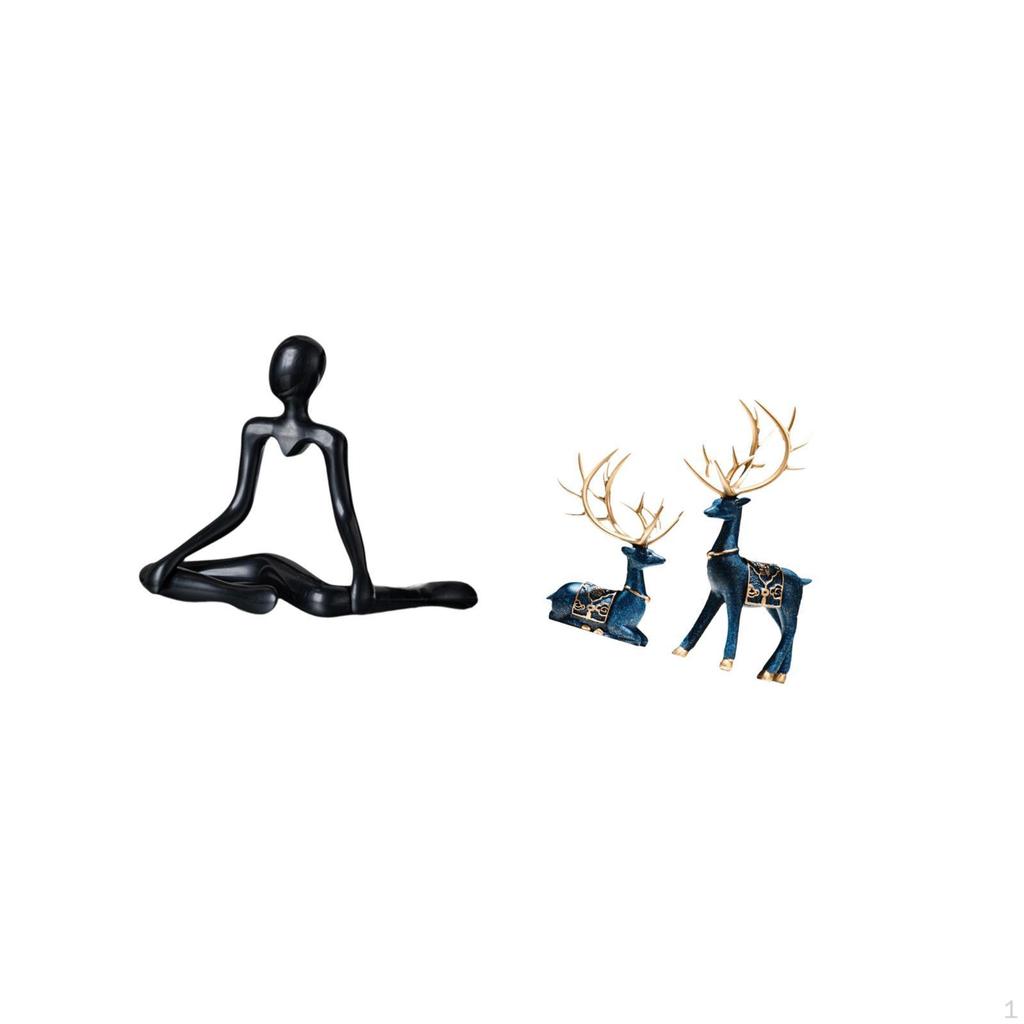 Creative Abstract Thinker And Reindeer Statue Figurines Unique Decorative Sculpture Ornament for
