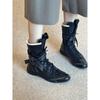 Lammfellversion Retro runde Zehenpartie Handsome Boxsportstiefel Innenhöhe erhöht und dünne Martens vielseitige Mode Kurzstiefel