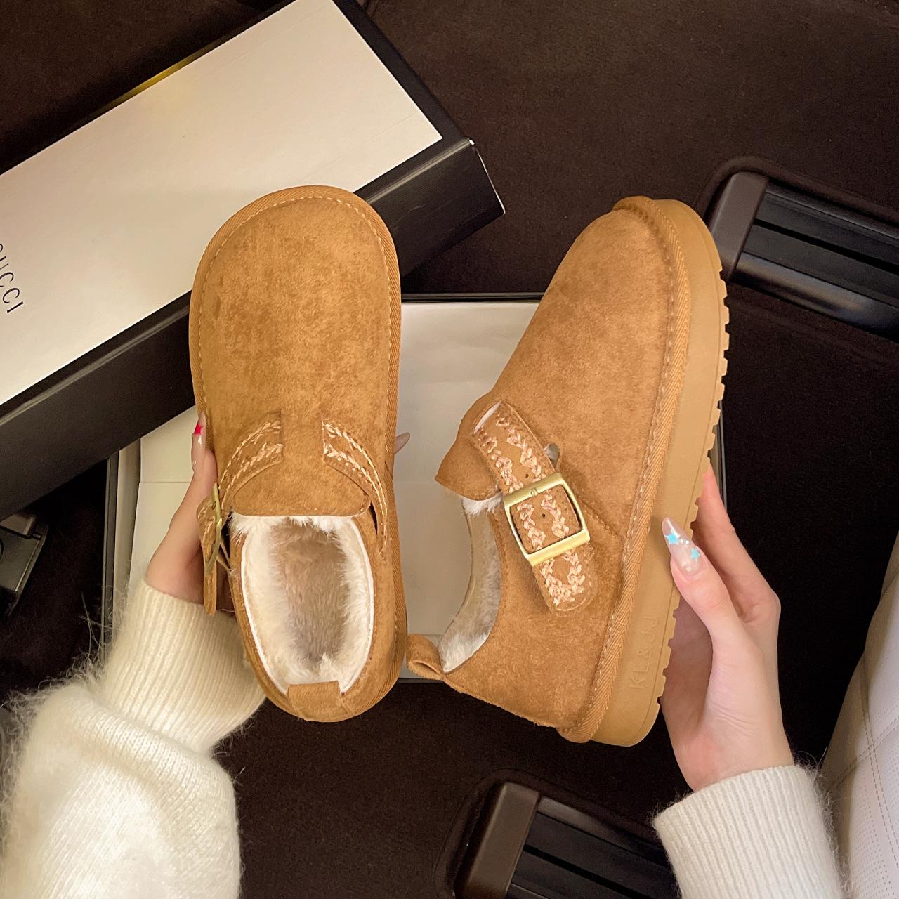 

[Fanfuna] Retro flat-soled cotton shoes for women s 2025 autumn and winter new velvet thickened warm and wear-resistant soft-soled cotton shoes 40 жовтий