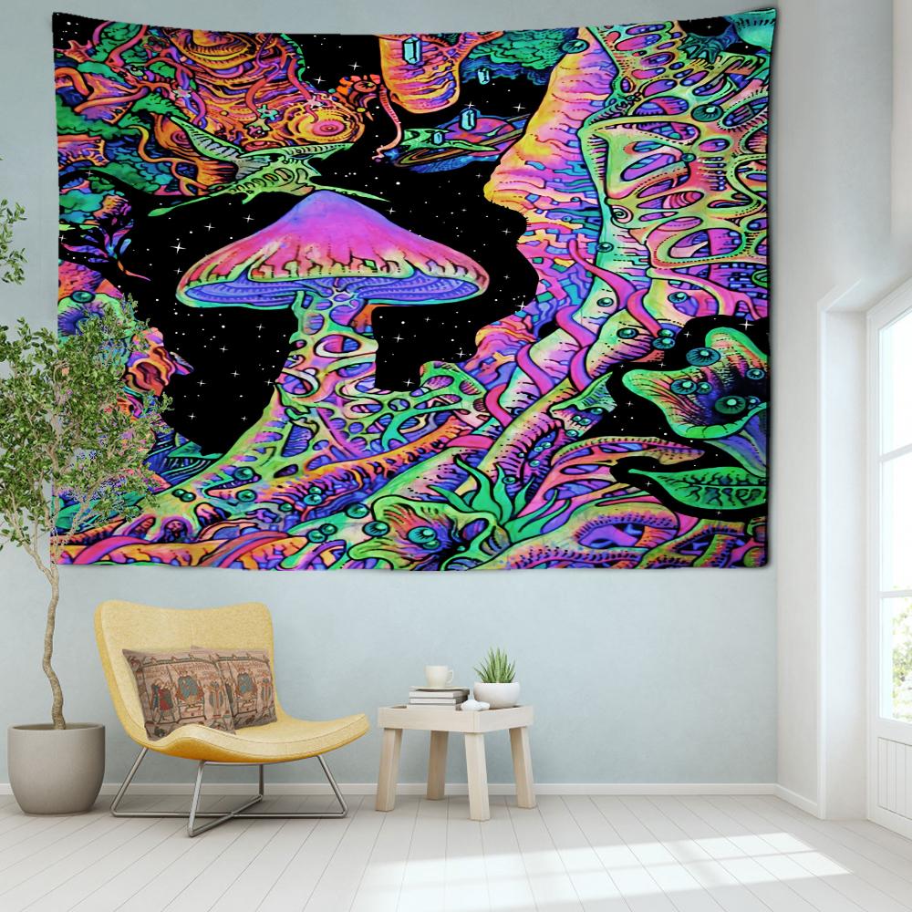Nacht Himmel Pilz Wandteppich Hängen Böhmischen Stil Hippie Tapies Künstler Haus Dekor Hintergrund Tuch