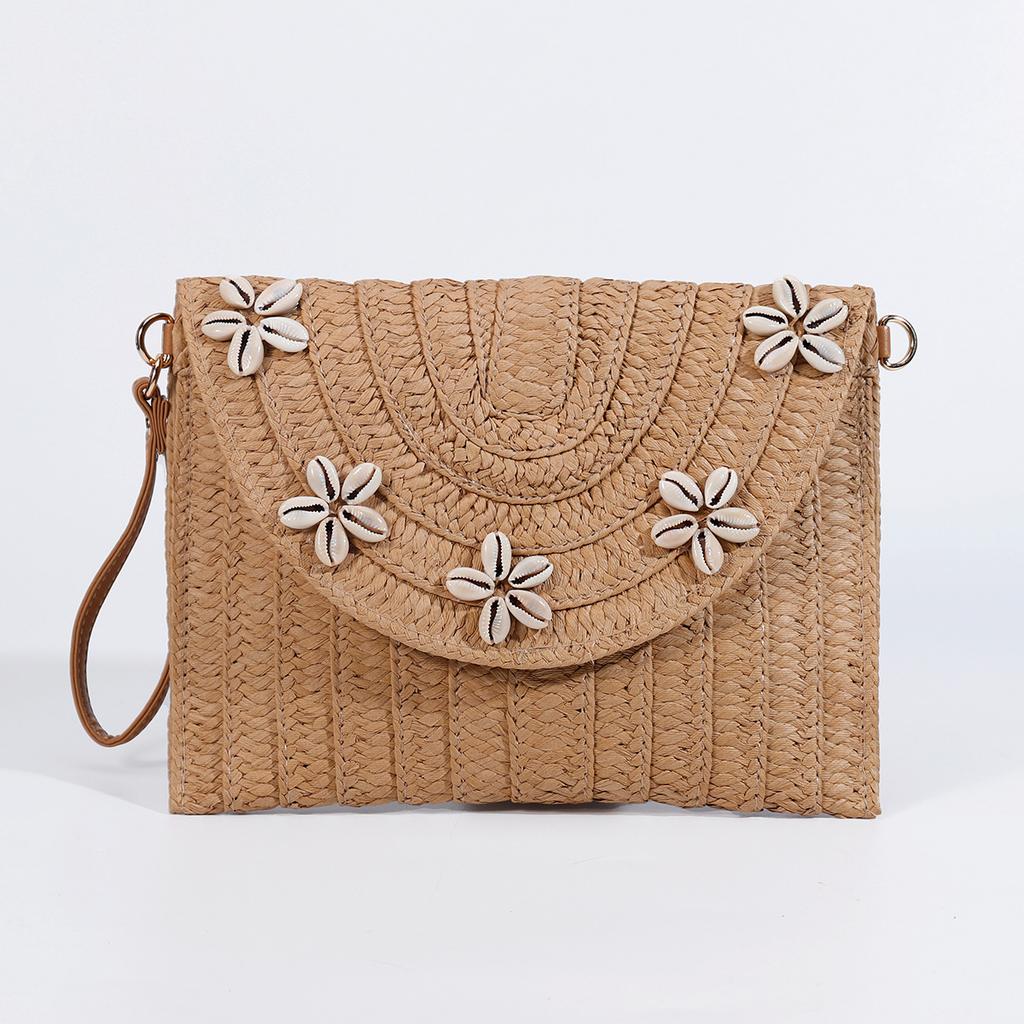 Neue Stroh Große Kapazität Clutch Umhängetasche Einzigartiges Umschlag Quasten Design Premium Handtasche Damen Tasche Umhängetasche