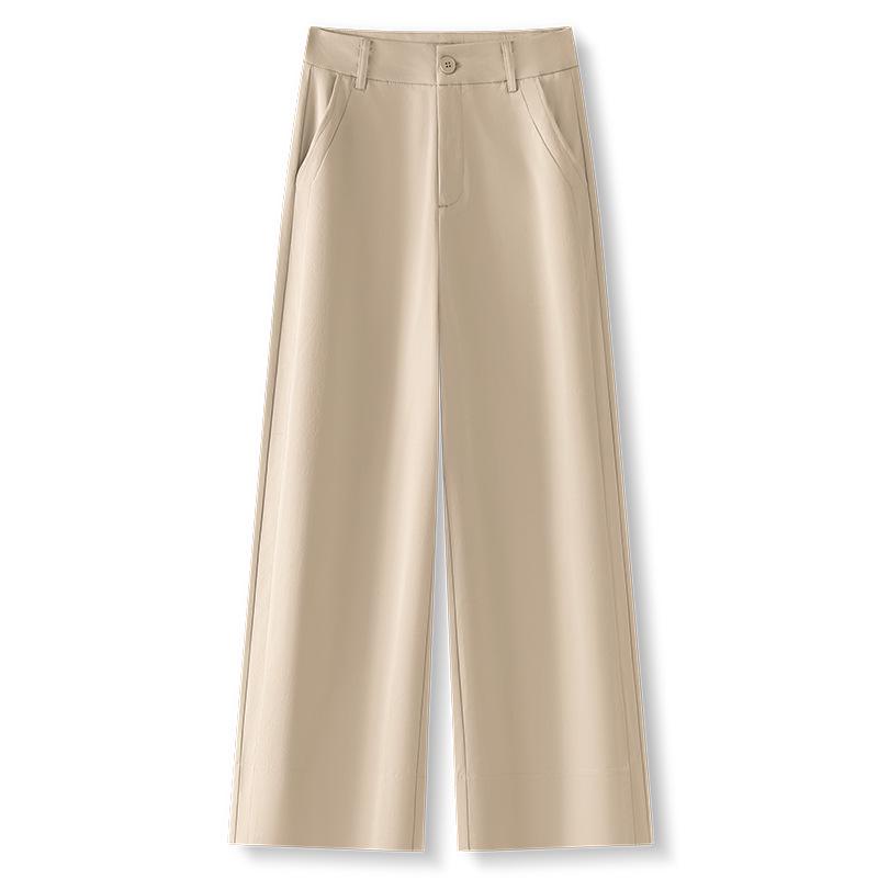 Women's Wide-Leg Dark Blue High-Waisted Cropped Pants - Summer 2025 Collection, Lightweight, Slimming, Loose, Draped, Casual Style