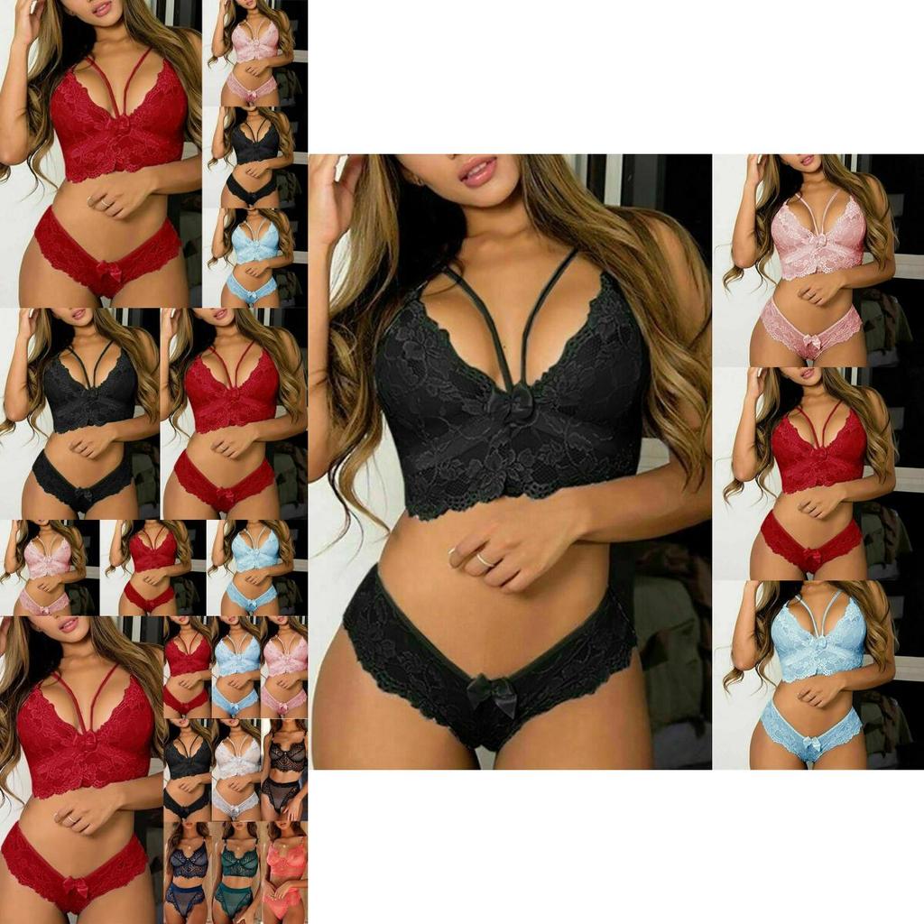 Women's Ultra Smooth Sexy Lace Lingerie Push Up Bra And Thong Set For Nightwear