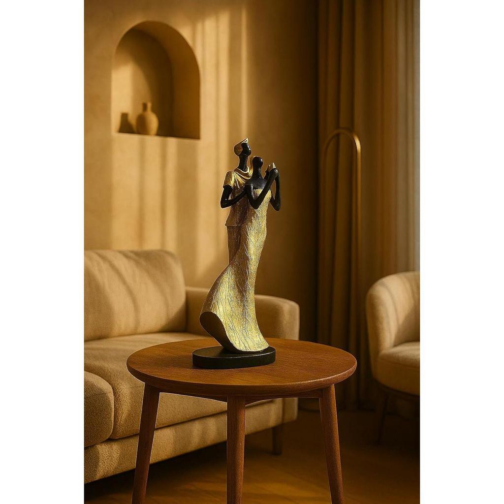 Lavish Golden Black Resin Couple with Bird for Home Decor (Pack of 1, Golden & Black)