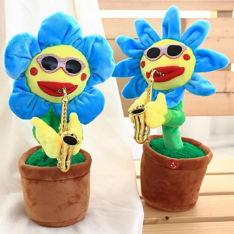 Saxophone Sunflower Plush Toy With Singing And Dancing Functions For Kids Gift