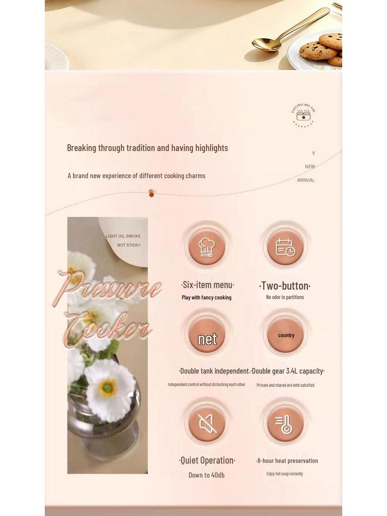 Multifunkční elektrický hrnec a pánev s nepřilnavým povrchem a velkou kapacitou