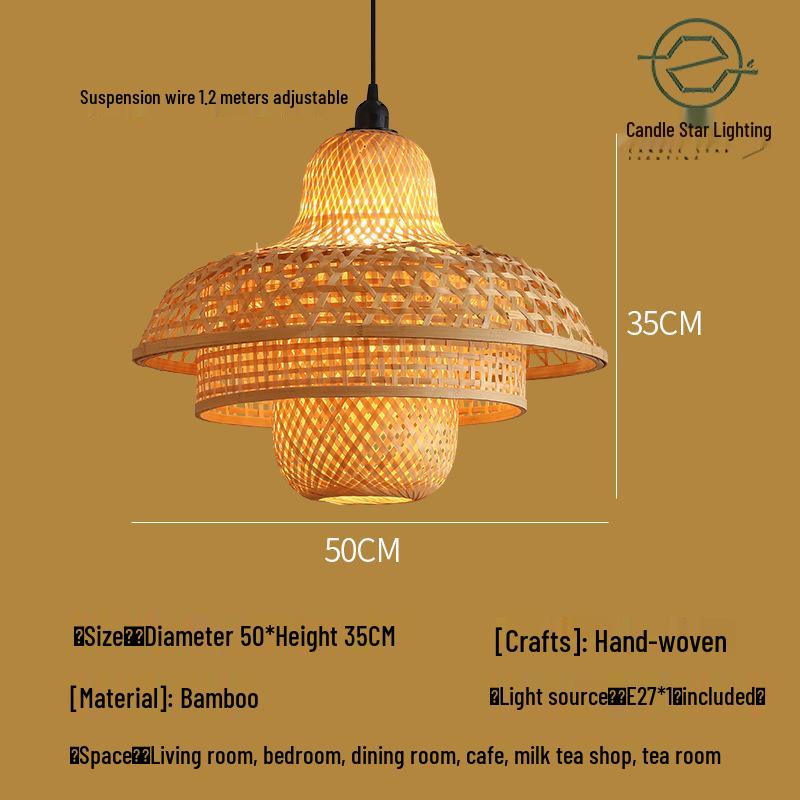 Zen Style Bamboo Rattan Pendant Light for Tea Rooms and Restaurants