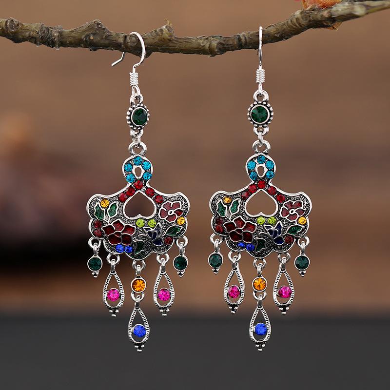 

Довгі сережки з китицями Vintage Palace Crystal із жіночим стилем і універсальними сережками, корейські модні сережки в етнічному стилі