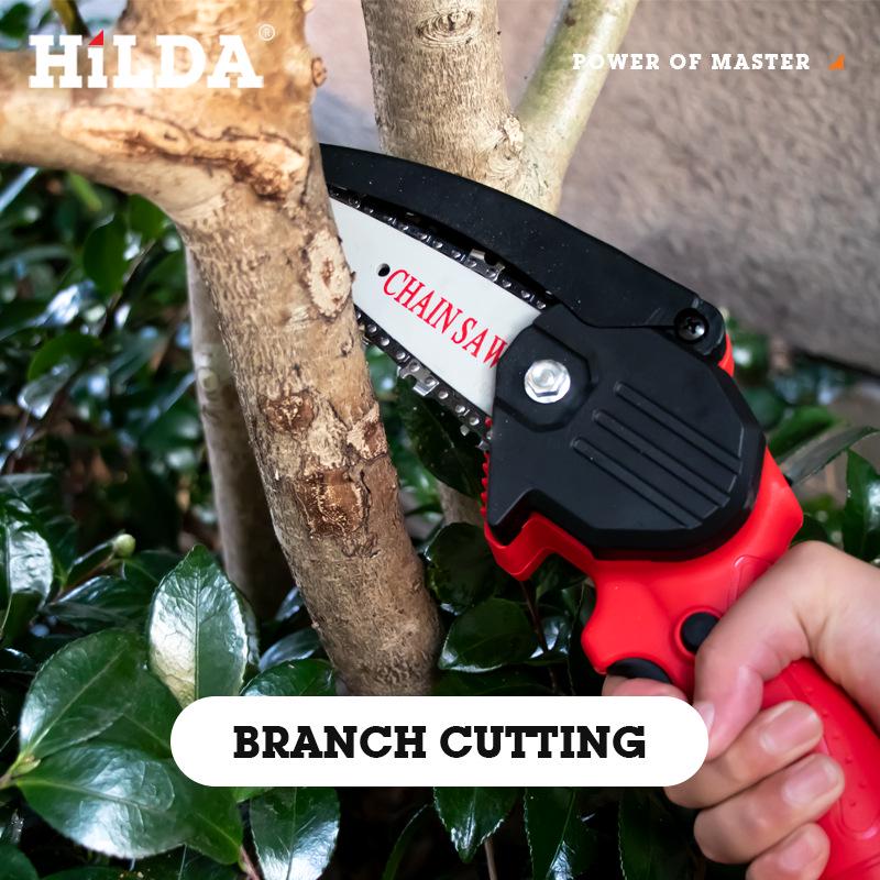 HiLDA 4-inch One-Hand Cordless Mini Electric Lithium Chain Saw for Garden Logging