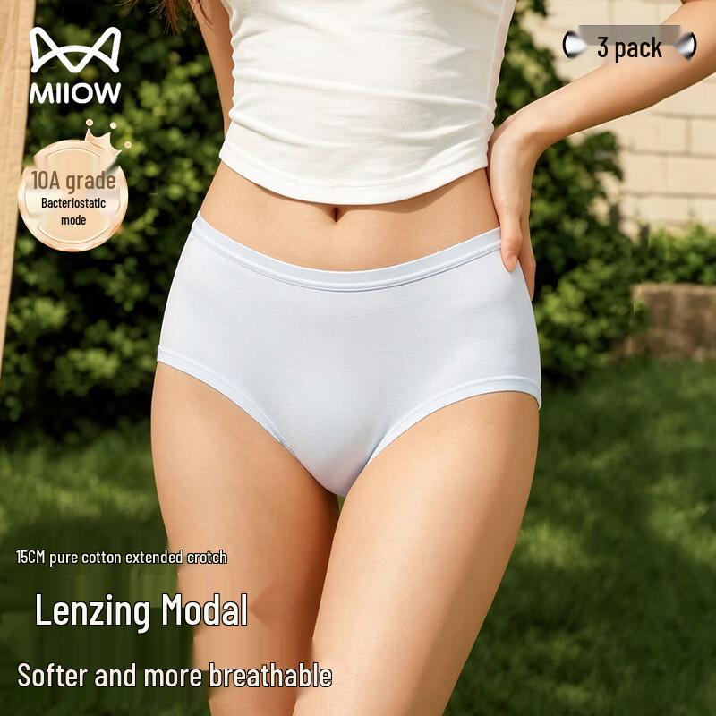 Miiow Women s Modal Antibacterial Cotton Briefs 3-Pack 2XL