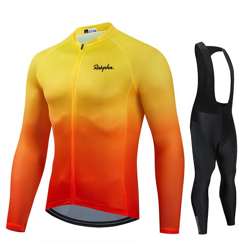 1 Mens Long Sleeve Cycling Jersey Set Breathable Quick-Dry Bike Apparel Road Racing Outdoor Sport