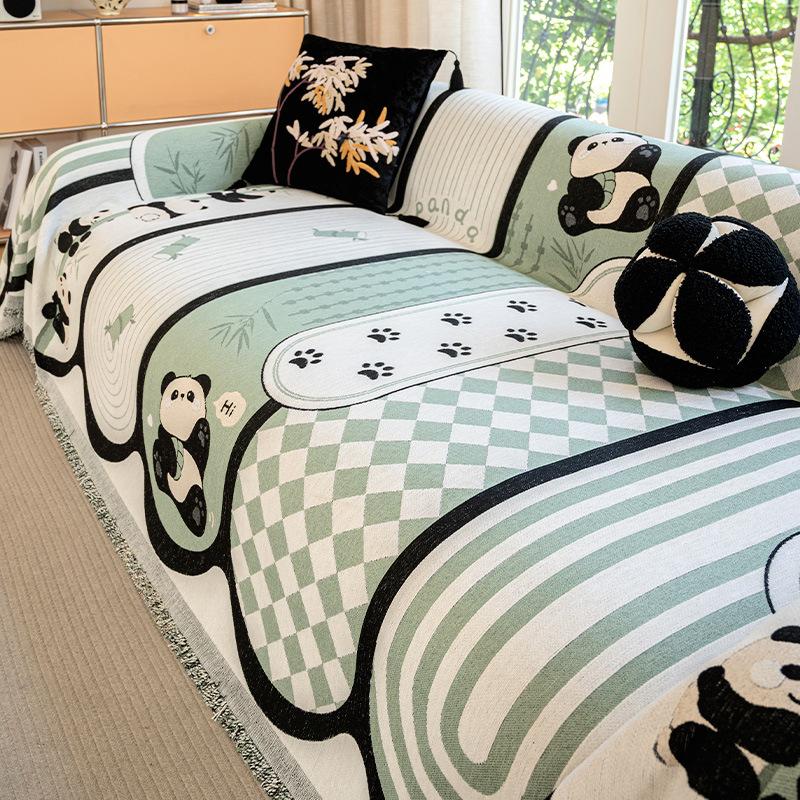 

Тканевое полотенце-чехол для дивана в мультяшном стиле, универсальное для всех сезонов, новинка 2025 года, легкая роскошь для гостиной, нескользящая подушка для дивана, чехол для защиты от царапин кошек 180*130cm