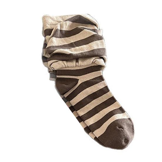Falsche Doppellagensocken Damen Gestreifte Lässige Stiefelsocken Atmungsaktive Geraffte Slouchy Socken für Street Fashion Alltagsbesorgungen Sportbekleidung