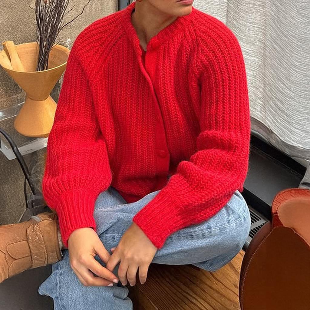 Casual Knitted Long Sleeves, Button Up Shirts, Sweaters, Women's Clothing, Warm Cardigans