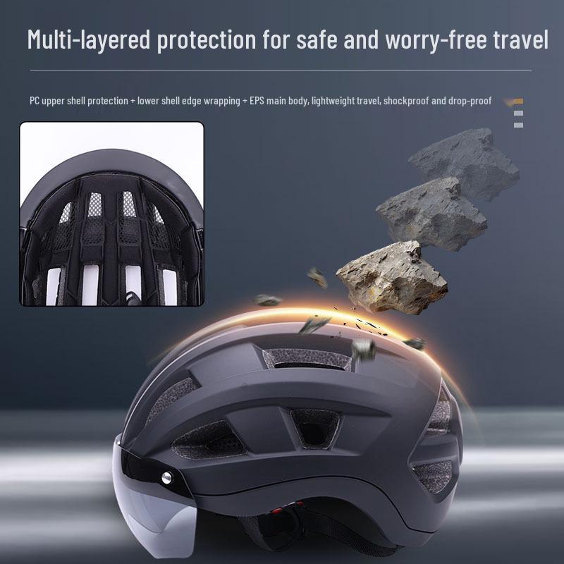 Captain Fahrradhelm mit magnetischer Brille für Damen & Herren - Atmungsaktive Berg- & Rennradausrüstung