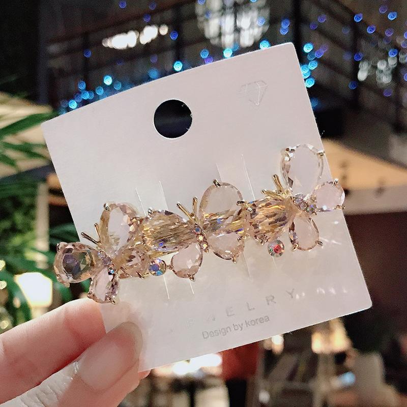 Fashion Crystal Butterfly Hair Clip Large Top Clip Flower Spring Clip Cute Women's Duckbill Clip Headdress