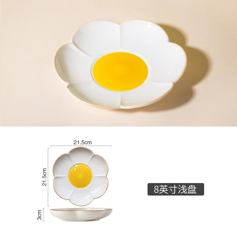 Korejská nepravidelná keramická mísa Pozlacený talíř na vajíčka Roztomilé nádobí Kuchyňské nádobí Salát Talíř na těstoviny Kuchyňské náčiní Porcelán