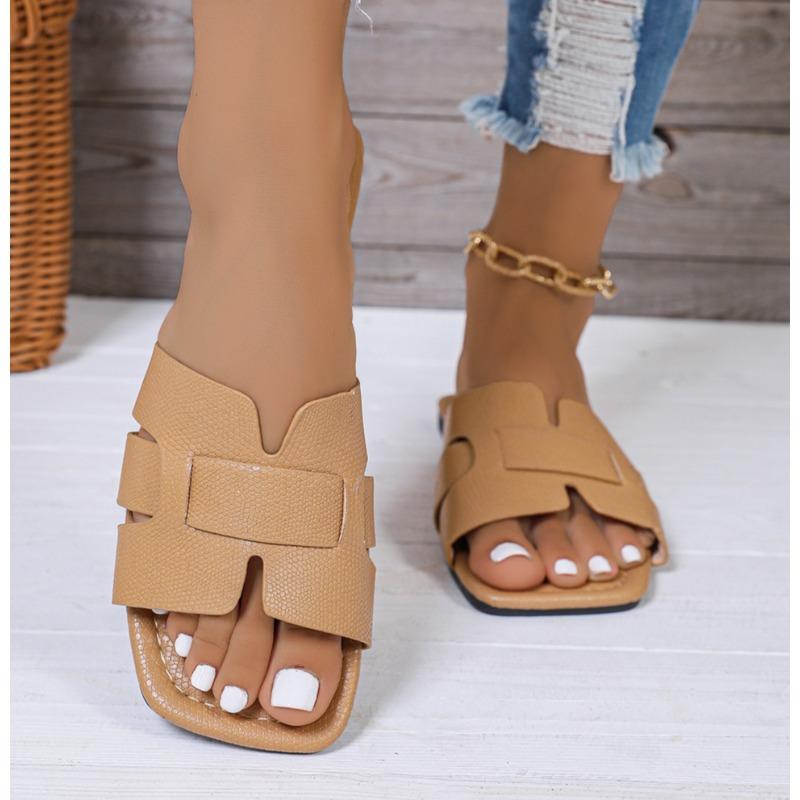 Vasaros šlepetės moterims prabangios lauko paplūdimio šlepetės moteriškos plokščiapadės basutės moteriškos madingo dizaino šlepetės didelis dydis 43