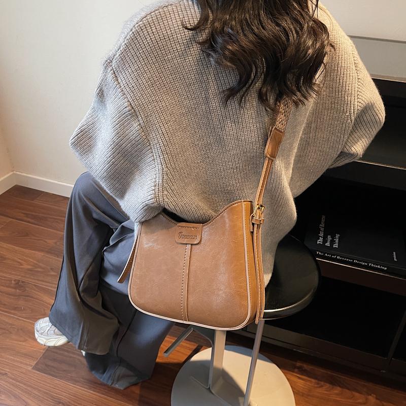 Vintage Zachte Leren Crossbody Tas Dames Hobo Schoudertas met Geweven Brede Band voor Dagelijkse Woon-werkverkeer Werk Winkelen en Reizen