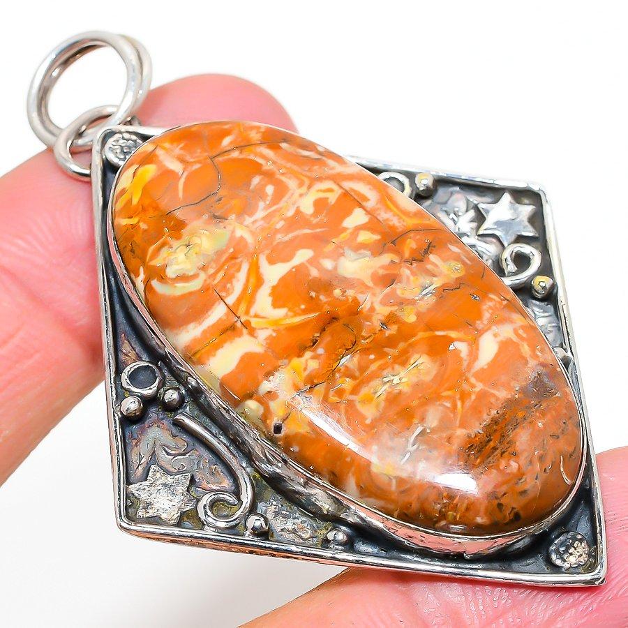 

Bird Eye Jasper Handmade 925 Sterling Silver Jewelry Pendant 2.76 n1W55