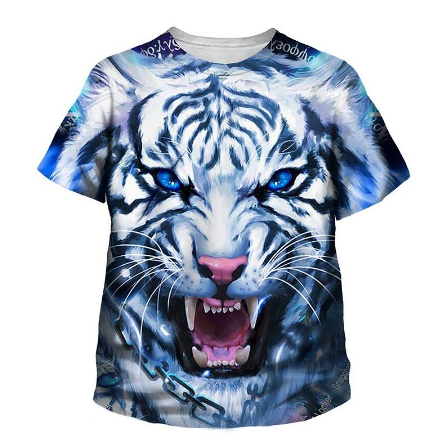 Kids Tiger T-shirt Funny Cool 3D Printed T-shirts Boys Girls Summer Casual Round Neck Top Tees