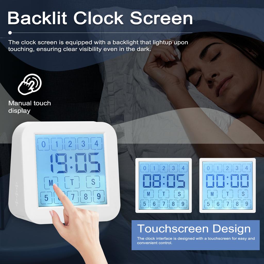 Çok Fonksiyonlu LCD Dijital Ekran Dokunmatik Ekran Higrotermograf İç Mekan Nem Sıcaklık Ölçer Çift Ekranlı Masa Saati