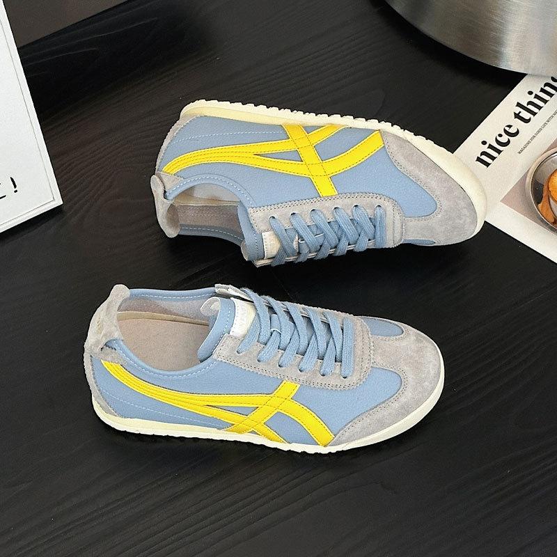 Retro leather inner height increase German training shoes women's spring new American versatile color matching sports Forrest Gump casual shoes