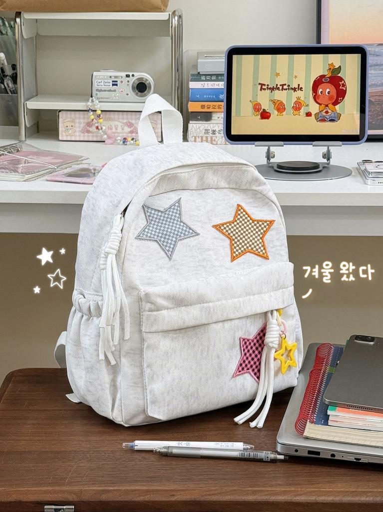 Schoolbag: Korean INS Star Backpack, Cute Girly Mini Backpack for Female Students, Lightweight and Versatile Schoolbag