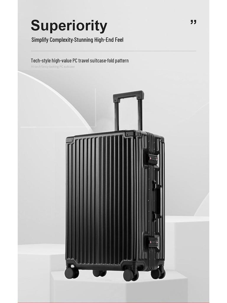 Xingzhi Lv Aluminum Suitcase with Universal Wheels - 20/24/26/28 inch Travel Trolley, Unisex Design