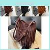 Vintage Chic Brown And Black Fringed Shoulder Bag For Women Stylish Retro Design