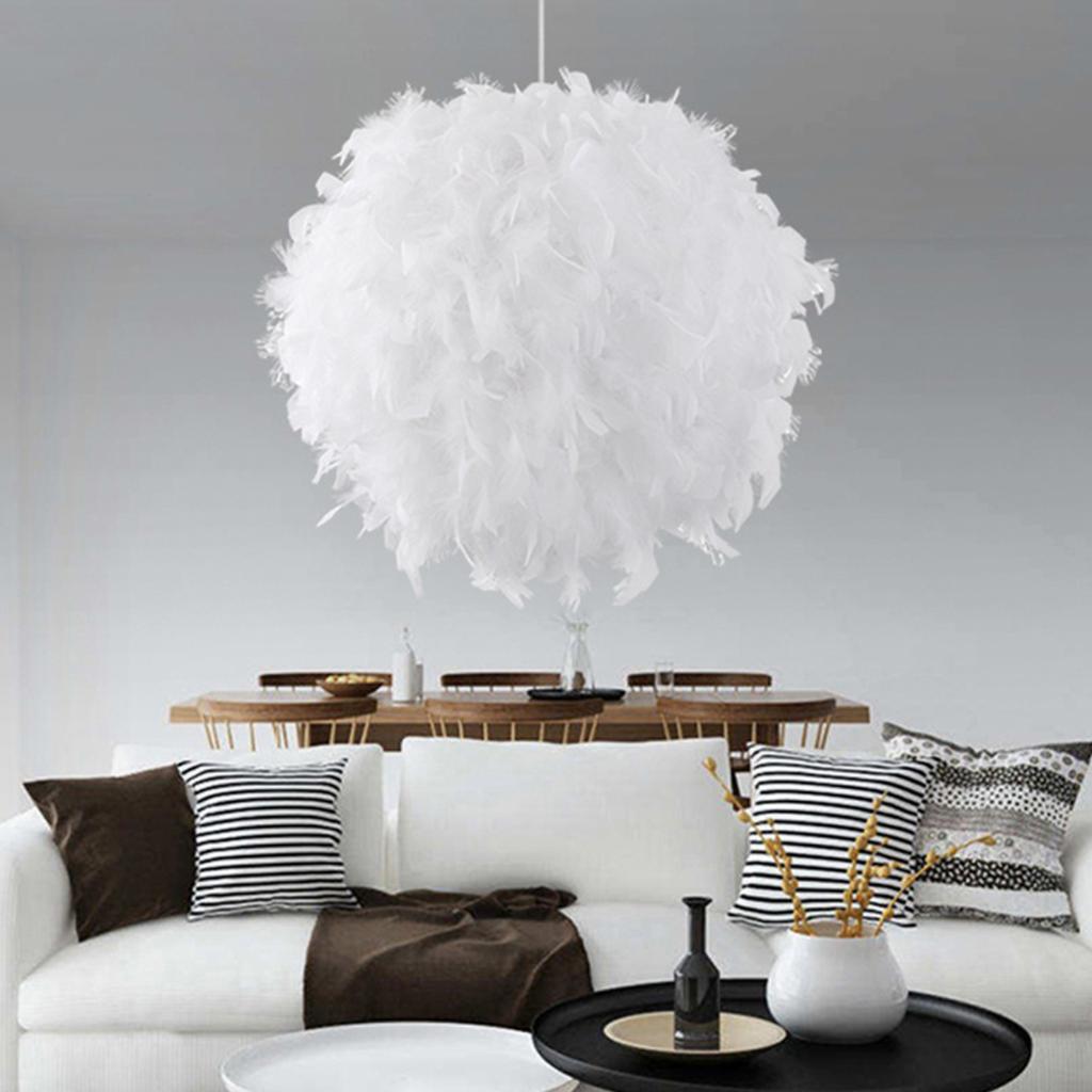 Neue elegante, traumhafte und flauschige Feder-Pendelleuchte - Bezaubernde Federschirmlampe für eine romantische und zauberhafte Atmosphäre -