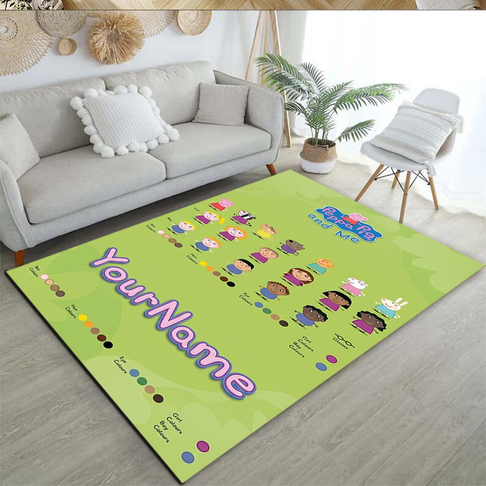 Peppa Pig Customize Text Area Rug Perfect for Decorate room Dining Room Hallway Living Rooms Anti-slip Rug Anime Office Decor Spiritual Gift