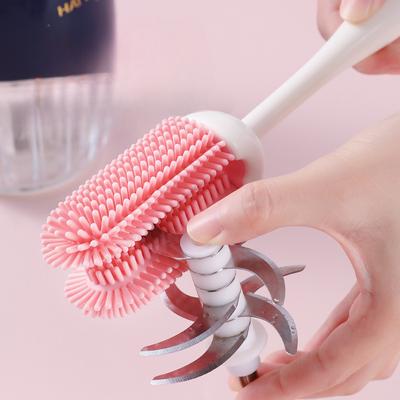 Three-in-one Cup Brush Long-handled Silicone Water Cup Baby Bottle Thermos Cup Cleaning Brush Clean Cups Without Blind Spots